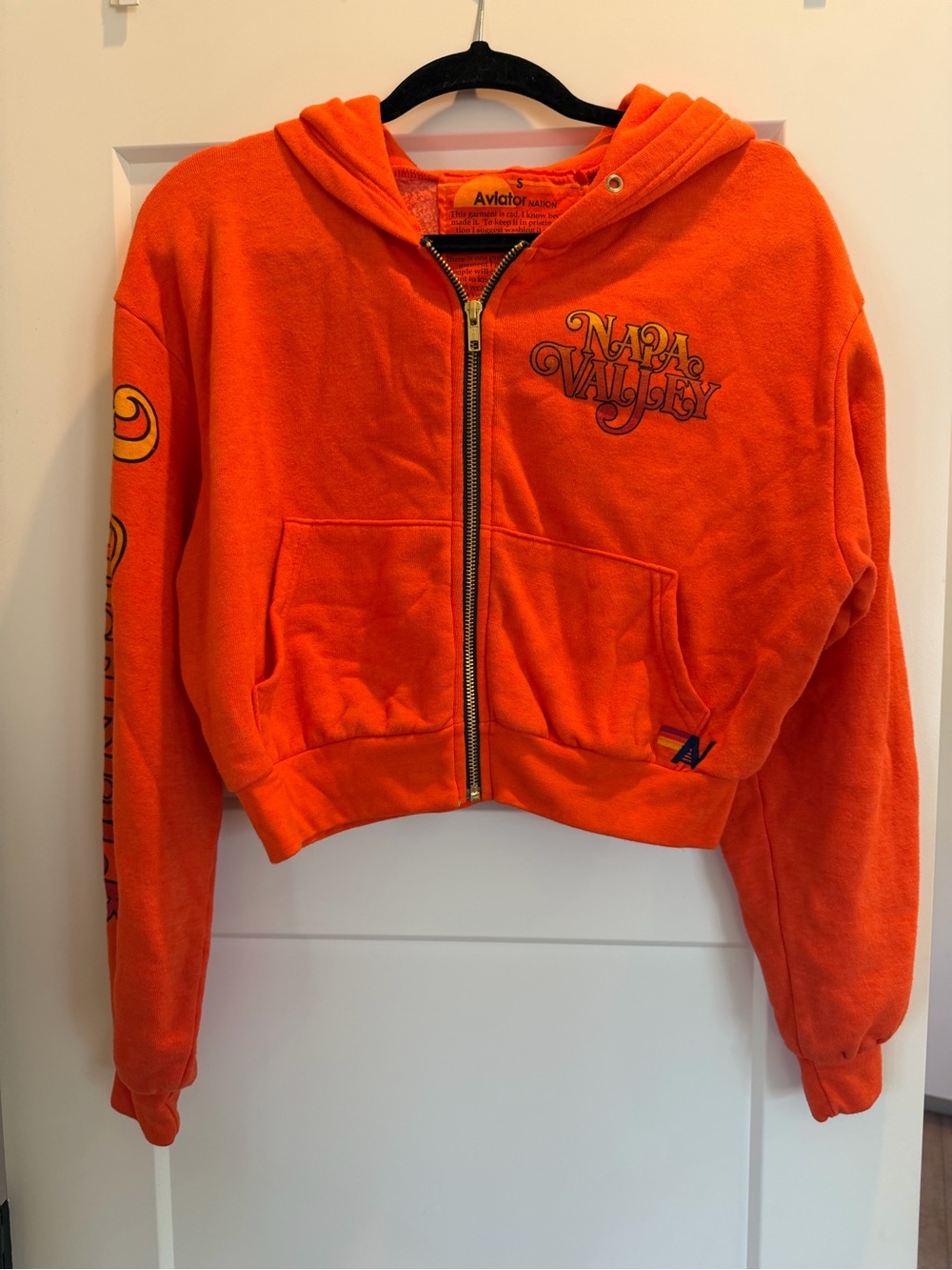 Aviator Nation BOTTLEROCK 2026 CROPPED ZIP HOODIE RELAXED - ORANGE